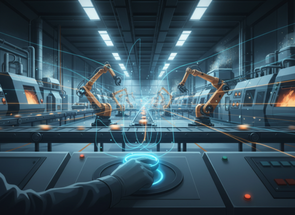 Firefly_Gemini Flash_A high-detail industrial illustration showing a modern processing plant interior, whe 446919